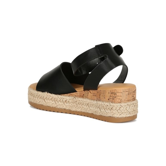 Bamboo Open Toe Cork Espadrille Flatform Sandal - Picture 3 of 13